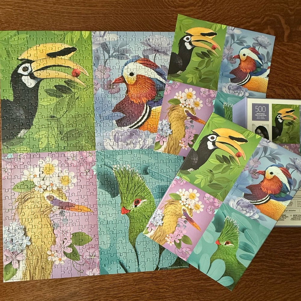 Genuine Fred Puzzle Wonders of Nature 500 Piece Complete Tropical Birds Panel